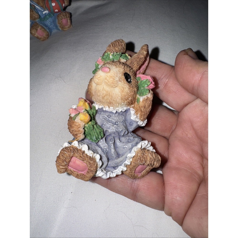 RARE Cottontail Collection Happy Easter Set Of‎ 4 / 3" 2 Boys/2 Girls - Picture 8 of 13
